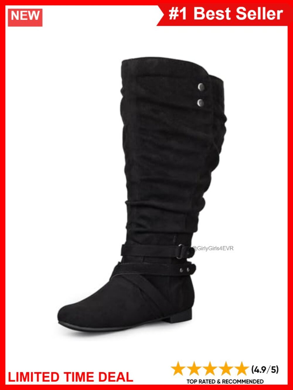 Extra Wide Calf Knee High Slouchy Boots Suede Flat Side Zip Women's